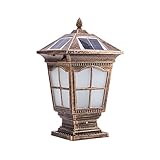 Kikioo LED-Solar-Pfostensockellampe, IP65 wasserdichte Außenpfostenleuchte, dimmbare Säulenleuchten, Aluminium-Säulenleuchte, 9,4' x 16,5' Säulensockellaterne für Gartenzaun