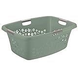 Rotho Flowers Wäschekorb, Kunststoff (PP) BPA-frei, türkis, 50l (65.1 x 48.6 x 26.2 cm)