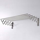 TCXSSL Rostfreier Stahl Wäschetrockner Wandbehang Toilette Handtuchhalter Badezimmer Teleskop Drinnen Und Draußen Silber 5 Stangen (Size : 120cm)