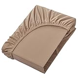 NatureMark Jersey Spannbettlaken, Spannbetttuch 100% Baumwolle in vielen Größen und Farben MARKENQUALITÄT ÖKOTEX Standard 100 | 180 x 200 cm - 200 x 200 cm - Sand/beige