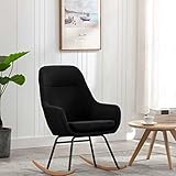 YUMENG Schaukelstuhl, Sessel Wohnzimmer, Schaukelsessel, Stillsessel, Schwingsessel, Ohrensessel, Tv Sessel, Rocking Chair, Relaxsessel, Schwarz Stoff