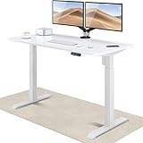 Desktronic Höhenverstellbarer Schreibtisch (140x70 cm) - Sitz- & Stehpult mit Ladebuchsen - Schreibtisch Höhenverstellbar Elektrisch Touchscreen & Stahlfüßen - Schreibtisch Höhenverstellbar