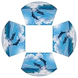 Springende Delfine Platzsets 5er Set, Delfine Keil Platzsets für runde Tische für Küche Esstisch Zuhause Restaurant Waschbar Rutschfest Hitzebeständig PVC Platzset