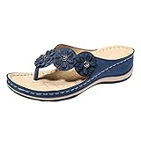 Schuhe Flip Sandalen Sandalen Sommer für Frauen Keilabsatz Schnalle Schuhe Flops Damen Riemen Mode Damen Sandalen Keile für Frauen, Z1 Blau, 39.5 EU