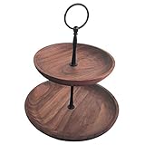 Obstschale mit 2 Etagen, Holz, Dessert-Kuchenteller, Obst-Aufbewahrungstablett, Holz, Küchen-Organizer, Holz, Kuchen-Display, Servierschale, Hochzeit, Weihnachten, Essen C