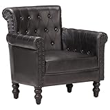 vidaXL Sessel Vintage-Charme Loungesessel Relaxsessel Polstersessel Ledersessel Armsessel Sofa Wohnzimmer Schwarz Echtes Ziegenleder