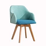 Küchen-Esszimmermöbel-Stühle, 360° drehbarer Esszimmerstuhl mit Stoffpolsterung und Beinen aus Massivholz für Büro, Lounge, Esszimmer, Küche, Schlafzimmer (Farbe: Blau)