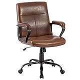 DYHOME Chefsessel Schreibtischstuhl Bürostuhl Ergonomisch, 350LBS Ergonomischer Bürostuhl, Vintage Drehstuhl Bürostuhl Bürostuhl Braun Leder, mit gepolsterte Armlehne Swing-Funktion