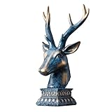 Desktop-Dekoration Ornamente Glücklicher Hirschkopf Skulptur Dekoration Home Harz Tier Statue Dekor Ornamente Fernseher Kabinett Wohnzimmer Büro Desktop Statuen Dekorative Verzierung Desktop Büro Deko