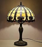 GAUUA Tischlampe im Tiffany-Stil,Tischlampen im Tiffany-Stil, Buntglas-Schreibtischlampe mit 30,5 cm, Lampenschirm, braun, rund, Lampenfuß aus Zinklegierung, geeignet für die Dekor