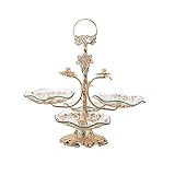 WOQLIBE Tortenständer Glas Metall Kuchenständer Tortenplatte Obstschale Dessert Cupcake Ständer 4 Etagen Tortenständer für Hochzeit Tischdeko Nachmittagstee Party Deko (Wellen)