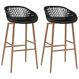 Barhocker 2er-Set, Bistrohocker Tresenhocker Barstuhl aus Metall und PP, Industrieller Barstuhl, Stabiles Metallgestell, für Restaurant, Küche, Bar, 48 x 47,5 x 95,5 cm Schwarz
