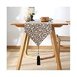 Stfery Boho Tischläufer 220, Tischläufer Herbst und Winter Kaffee 33CM Kirschblüte Baumwolle Table Runner Tischdeko Wohnzimmer Küche Hochzeiten