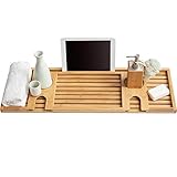 LARIAU Bath Caddy Badewannenablage Bambus Badewannengestell Multifunktionales Badezimmerregal Badewannenablage Ständer Badewannenbrücke (Color : Picture Color, Size : 74x25cm)