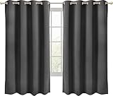 Utopia Bedding - Blickdichte Gardinen mit ösen 2er Set [132x160 cm,Grau] ür Fensterdekoration und maximale Verdunkelungsvorhang in Wohnräumen Schlafzimmern Büros und Kinderzimmern