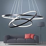 ANZHUANG LED-Hängelampe Dimmbar Schwarz Kronleuchter 115W LED-Ringleuchte Lampe Moderne LED-Hängeleuchte Rund Ring-Pendelleuchte mit Fernbedienung,Esszimmer Design Lampe Wohnzimmer Leuchte…