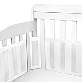 Luchild Nestchen für Kinderbetten, 4-seitiges Netzfutter für Kinderbetten, atmungsaktiver Kollisionsschutz für Zuhause mit Luftzirkulations-Netzfutter (Weiß)