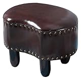EnixWh Halbmondförmige Fußstütze für Schuhschränke, gepolsterte Ottomane mit Nieten, dekorative Holzbeine, Fußstütze für Sofa, Hocker, Foyer, Schuhe, Hocker, 7 Farben (Farbe: Braun, Größe: 42 x 31