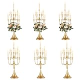 Sziqiqi 68.6 cm großer Kerzenleuchter, goldene Hochzeitstafelaufsätze für Tische – hohe Kerzenhalter für Kerzenständer, florales Tafelaufsatz, Ständer für Veranstaltungen, Zeremonien, Gangempfang