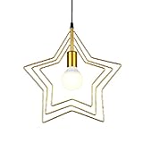 DHAEY Goldene Pendelleuchte Mit E27-Sockel Hängeleuchte Aus Metall Mit Kleinen Sternen Kreative Hohle Hängelampe Industrial Fashion Esstisch Deckenleuchte Kronleuchter Für Restaurant-Bar-Schlafzimmer