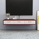 An der Wand montiertes TV-Gerät, schwebender TV-Ständer, Wandmontage, Medienkonsole, Unterhaltungsregal, Wandmontage, TV-Schrank mit 3-türigem Wohnmöbel/120 cm E/E