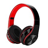 Miya System Ltd Noise Cancelling Kopfhörer Over Ear, Leicht Faltbarer Kabellos Bluetooth 5.0 Ohrhörer Headset mit Mikrofon für Smartphones Tablets(Rot)