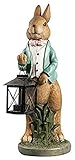 WQQLQX Statue Kaninchen Laterne Kerzenhalter Harz Skulptur Handwerk Desktop Tier Statue Wohnaccessoires Kollektion Figuren Outdoor Garten Dekoration Zubehör Skulpturen