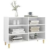 Gecheer Sideboard Kommode Beistellschrank Mehrzweckschrank Standschrank Standregal Bücherregal Spanplatte Hochglanz-Weiß 103,5x35x70 cm