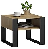 MATKAM Couchtisch KAJA H50 x B60 x T63,6 cm, offene Ablage unter der Tischplatte, Kufenbeine, Wohnzimmer Couchtisch Modern Wohnzimmertisch Universal (Artisan Eiche)