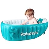 Baby Badewanne, Swimbobo Aufblasbare Badewanne Baby Schwimmbad Summer Schwimmbecken, Tragbar Faltbar Badewanne und Anti-Rutsch, für Baby, Neugeborene, Jungen und Mädche, 6 bis 60 Monaten (Blau)