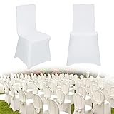 TRMLBE Stuhlhussen 50 Stück Stretch Stuhlbezug Universell Moderne Hussen für Stühle Waschbar Stuhlbezüge Dekoration für Hochzeit Geburtstag Festen - Weiß