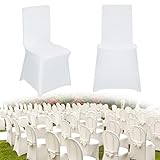 TRMLBE Stuhlhussen 50 Stück Stretch Stuhlbezug Universell Moderne Hussen für Stühle Waschbar Stuhlbezüge Dekoration für Hochzeit Geburtstag Festen - Weiß