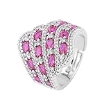Mikropavierter Zirkonia-Ring mit Saphiren Strick Ringe Set (E, One Size)