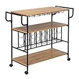 Moving Cart Stock Tier Wine Rack Cart Kitchen Rolling Storage Bar Table Serving Trolley Rolling Organizer Shipping (Black)