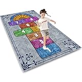 KEBEXXY Hüpfspiel Teppich Kinderzimmer MäDchen Jungen,Spiel-Teppich Mit Hüpfkästchen,Hopscotch Rug,Kinderteppich,Slip Mat für Kinder Teppich Grau Blau(A,80X120CM)