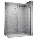 SONNI Duschwand 100x200 cm Walk in dusche Black style aus 10 mm Nano Glas,Duschabtrennung mit Stabilisator auf Duschtassen oder Boden montierbar