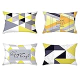 Whoiy Kissenbezug 30X50 Modern, Kissen Deko Wohnzimmer Polyester Kissenbezüge 4Er Set Geometrische Muster Home Sweet Home für Stuhl Sofa Schlafzimmer