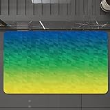Badematte rutschfest waschbar Badvorleger,Gelb und Blau, Ombre inspirierte abstrakte Fraktal-Mosaik-Form in den Farben der bras,weich Mikrofaser saugstark Badteppich für Badezimmer Badewanne, 40x60 cm