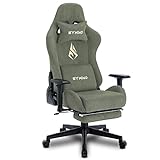 symino Gaming Stuhl Atmungsaktiver Alcantara Bürostuhl Ergonomischer PC Stuhl Computerstuhl mit Verstellbarer Armlehne, Verstellbarer Drehbarer Task Stühle mit Fußstütze Grün