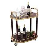Mobiler Wein-Laufkatzen-Doppelschicht-hölzerner Metallrestaurant-Laufkatze Hotel-Service-Wagen-Stangen-Tee-Laufkatze mit 360 ° Rädern