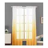 Mesnt Durchsichtiger Vorhang Draußen, Polyester Gradient Halbtransparent Transparent Vorhang, Gelb, H244 x B102 cm
