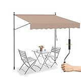 Manuell Einziehbare Markise, Markisen für Terrasse für Schatten und Regen, für Innenhof, Balkon, Geschäft, Restaurant, Café, Deck (Color : Beige, Size : 300cm)