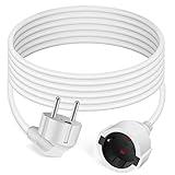 Herefun Verlängerungskabel 5M - Weiß, Verlängerung Stromkabel mit Schutzkontakt Stecker, Kabelverlängerungen Outdoor, Kabel Kindersicherung, 250 V/16 A Steckdosenverlängerung für Innenbereich / IP44