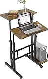 Dripex Stehpult Höhenverstellbar Laptoptisch, Computertisch mit Rollen, Mobile Workstation mit neigbar Tischplatte, Stehschreibtisch für Zuhause Büro, 60x60x67-115cm