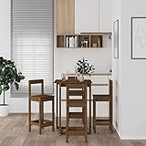 ZEYUAN 5-TLG. Bar-Set, Bartisch Mit Barhocker Set, Bartisch Küche, Esstisch Mit Stühlen, Wohnzimmer Möbel, Bar Tischset Mit Hocker, Honigbraun Massivholz Kiefer