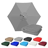 WIEBED 2.7/3M Patio Outdoor Tisch Markt Hof Regenschirm Ersatz Top Abdeckung, Ersatz Baldachin Sonnenschirm Abdeckung, Mit 6 Rippen, Polyestergewebe (Color : Gray, Size : 3M/6ribs)