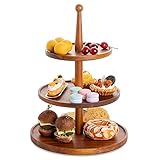 WLWNWFT Etagere Holz 3 stöckig Obst Etagere 3 Etagen Holz Tortenständer Etagere aus Akazienholz Obstschale Etagere Servierständer Cupcake Ständer Servierplatte Holz