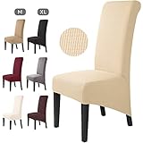 Stuhlhussen 4 Stück Elegante Stuhlbezüge Stretch Stuhlbezug Elastische Spandex XL Stuhlhussen Universal Stretchhusse Abnehmbare Waschbar Stuhlbezug für Hotel ,große Esszimmerstühle(4 Stück,Beige)-XL