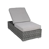 greemotion Gartenliege als Lounge-Modul Bari - Sonnenliege mit Funktion in Grau - Liegestuhl-Element mit Auflage - Rattan-Bank verstellbar - Outdoor-Gartenmöbel aus Polyrattan