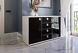 Marlux-Meble Kommode R2 mit 2 Türen und 4 Schubladen 120 cm breit Aufbewahrungskommode Hochglanz Modernes Design Sideboard Schubladenschrank Aufbewahrungsschrank Schrank